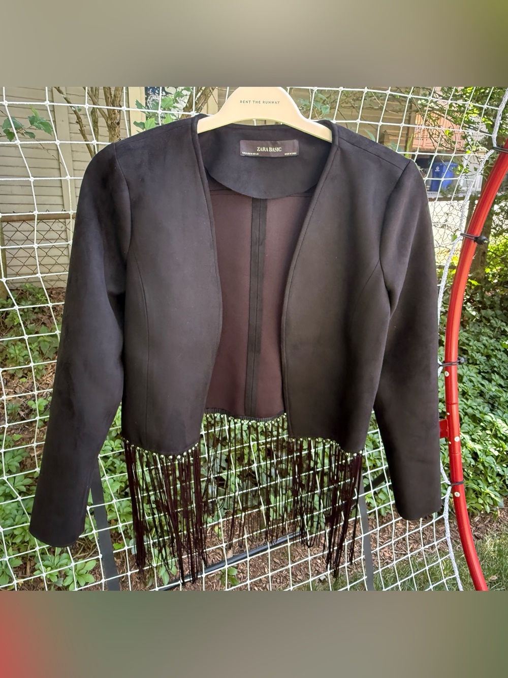 Zara Black Fringed Open-Front Jacket